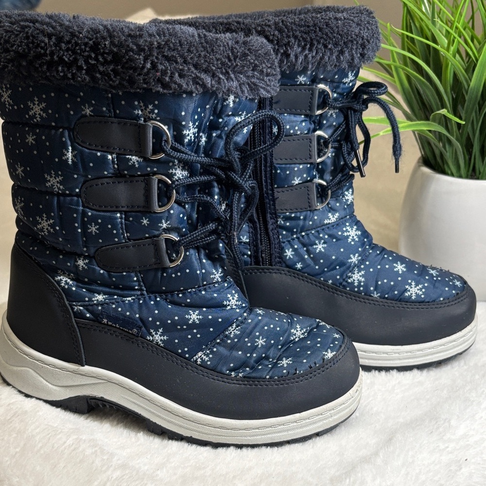 Navy Snowflake Kids Boots